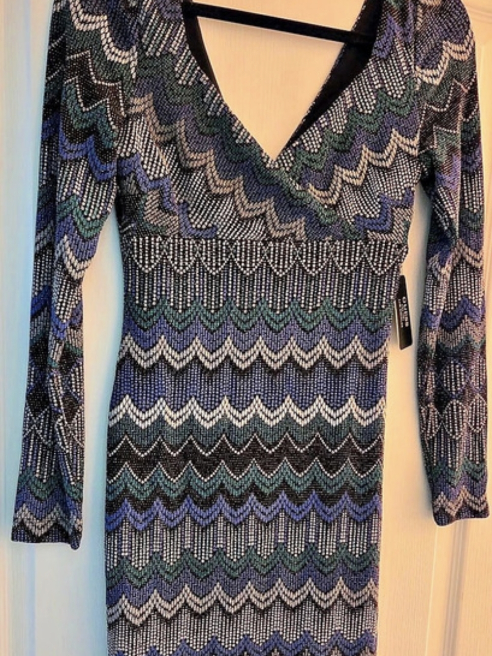 Guess Geometric Mini Dress in Black & Blue NWT